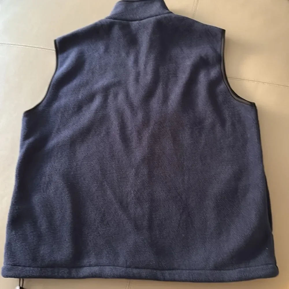 Bayside Fleece Navy Blue Men’s Zip Up Trump Logo Fleece Vest. Size  X Large.